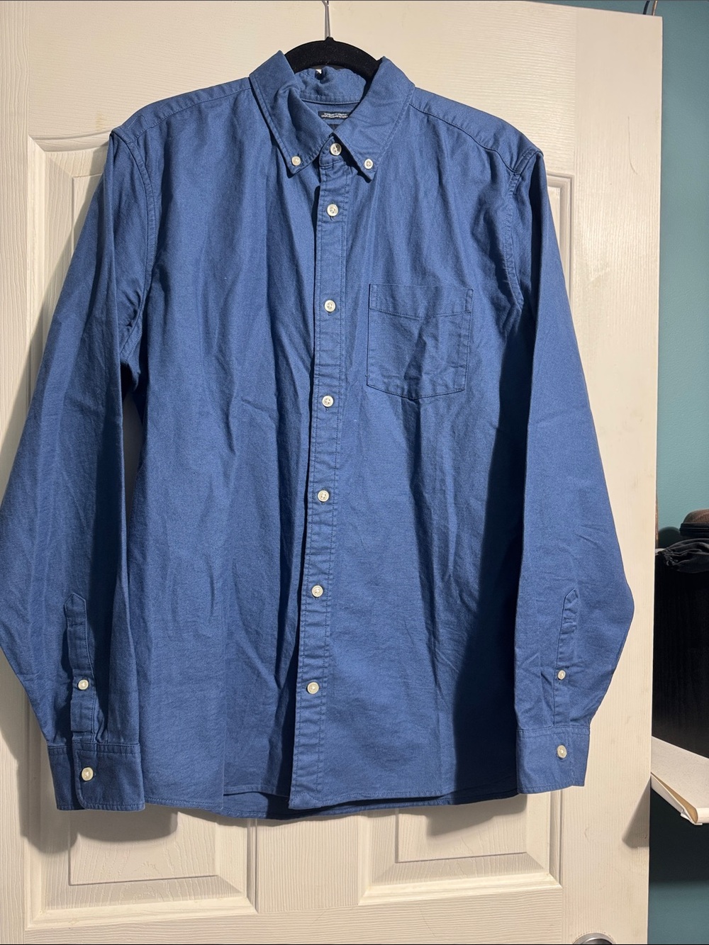 GAP Standard Fit Stretch Blue Button-Down Shirt Men’s Large Cotton Blend Preppy
